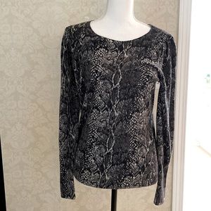 Talbots Thin Gray Reptile Print Sweater